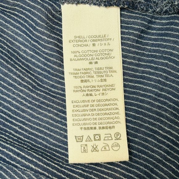 Free People Hearts And Colors Tunic Top SMALL Navy Blue Pin Stripe Sheer Floral - Picture 14 of 15